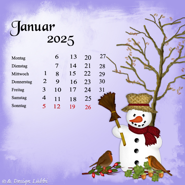 Januar 2025 Kalender des Monats